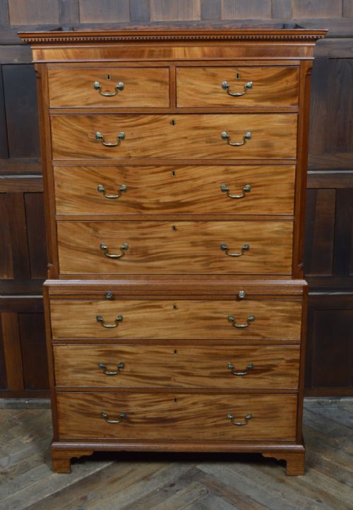 GEORGIAN MAHOGANY CHEST ON CHEST TALLBOY - ADDITIONAL PHOTO 1