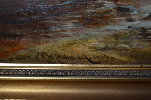 VICTORIAN JS MACDONALD OIL PAINTING SALMON FISHING - ADDITIONAL PHOTO 1