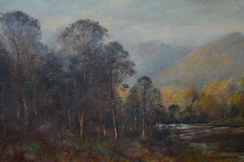 VICTORIAN JS MACDONALD OIL PAINTING SALMON FISHING - ADDITIONAL PHOTO 5