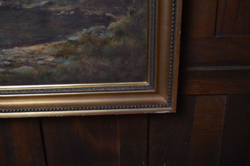 VICTORIAN JS MACDONALD OIL PAINTING SALMON FISHING - ADDITIONAL PHOTO 7