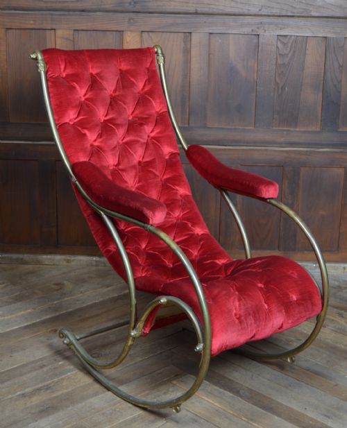 EDWARDIAN BRASS ROCKING CHAIR - ADDITIONAL PHOTO 1