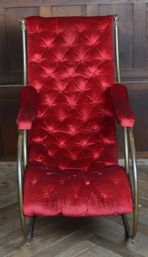 EDWARDIAN BRASS ROCKING CHAIR - ADDITIONAL PHOTO 2