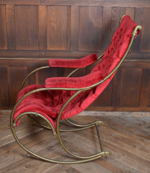 EDWARDIAN BRASS ROCKING CHAIR - ADDITIONAL PHOTO 5