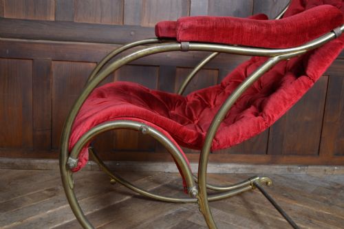 EDWARDIAN BRASS ROCKING CHAIR - ADDITIONAL PHOTO 9