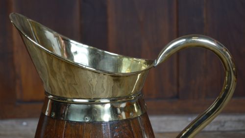 EDWARDIAN BRASS BOUND OAK JUG - ADDITIONAL PHOTO 3