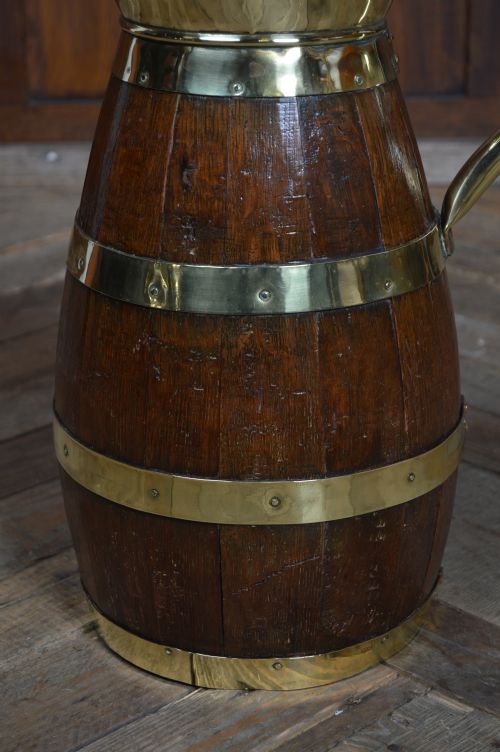 EDWARDIAN BRASS BOUND OAK JUG - ADDITIONAL PHOTO 4