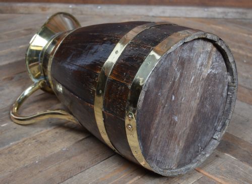 EDWARDIAN BRASS BOUND OAK JUG - ADDITIONAL PHOTO 8