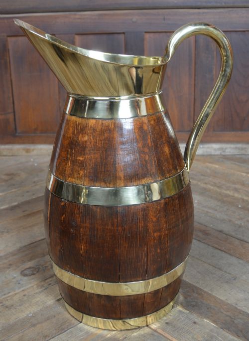 edwardian brass bound oak jug - CATEGORY: ANTIQUE MISCELLANEOUS - DATED EDWARDIAN