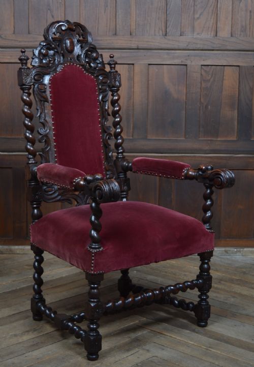 victorian oak throne chair - CATEGORY: ANTIQUE CHAIRS - DATED VICTORIAN