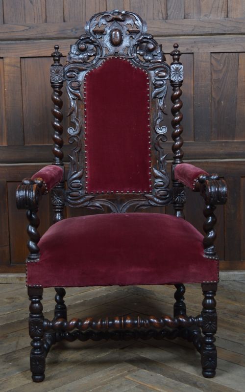 VICTORIAN OAK THRONE CHAIR - ADDITIONAL PHOTO 1