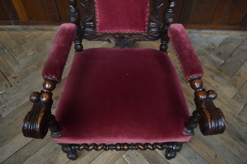 VICTORIAN OAK THRONE CHAIR - ADDITIONAL PHOTO 5