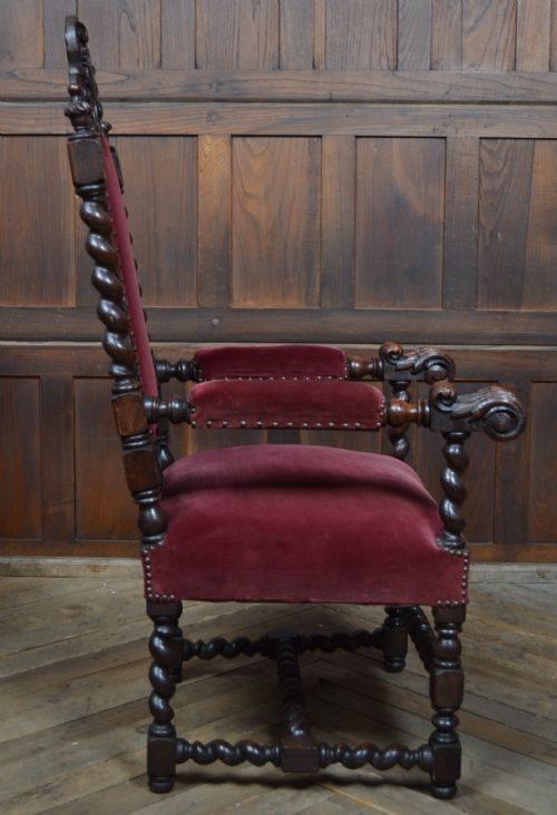 VICTORIAN OAK THRONE CHAIR - ADDITIONAL PHOTO 8
