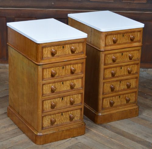 PAIR OF VICTORIAN HUNGARIAN ASH BEDSIDE DRAWERS - ADDITIONAL PHOTO 1