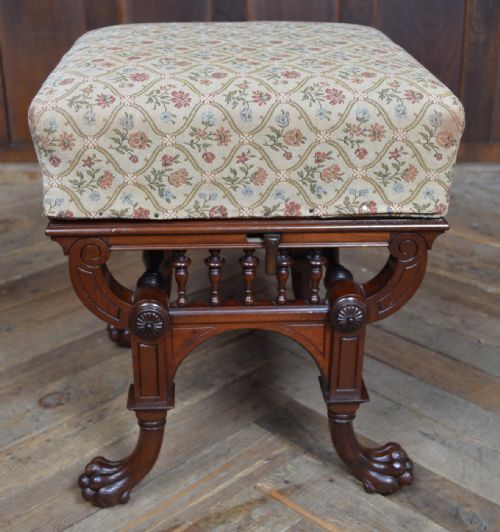EDWARDIAN MAHOGANY RISE FALL PIANO STOOL - ADDITIONAL PHOTO 5
