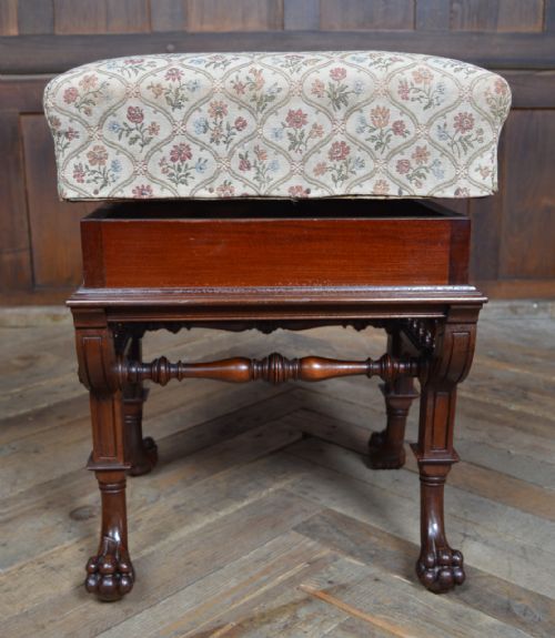 EDWARDIAN MAHOGANY RISE FALL PIANO STOOL - ADDITIONAL PHOTO 11