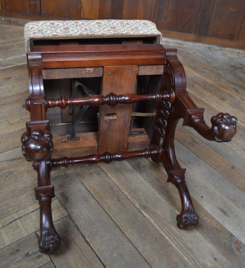 EDWARDIAN MAHOGANY RISE FALL PIANO STOOL - ADDITIONAL PHOTO 12
