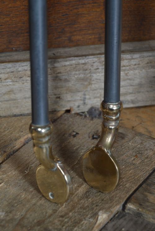 SET OF EDWARDIAN BRASS STEEL FIRE IRONS - ADDITIONAL PHOTO 8