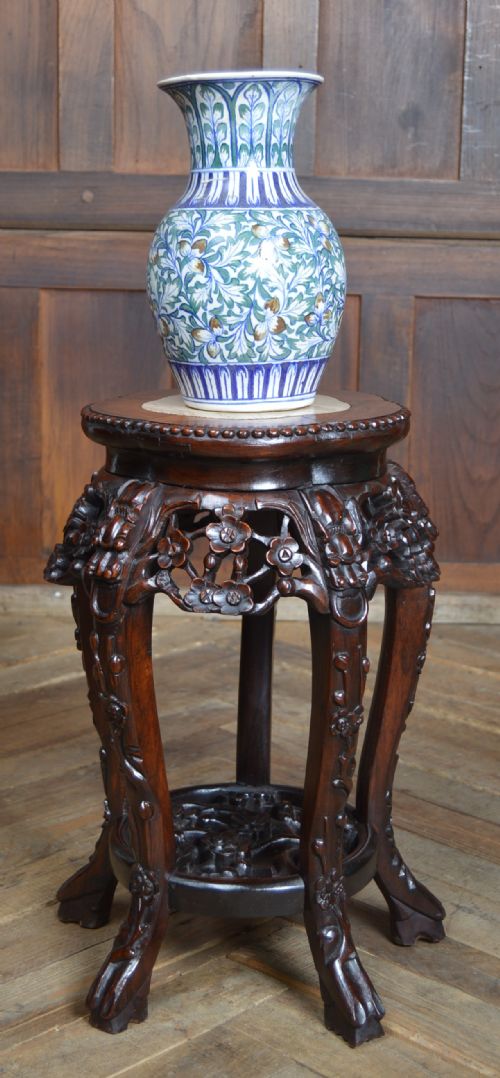 CHINESE MARBLE TOP PLANT VASE STAND - ADDITIONAL PHOTO 2