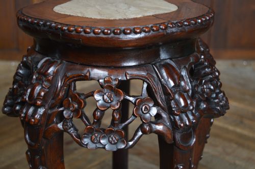 CHINESE MARBLE TOP PLANT VASE STAND - ADDITIONAL PHOTO 3