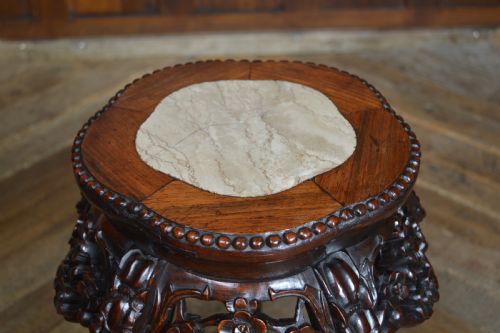 CHINESE MARBLE TOP PLANT VASE STAND - ADDITIONAL PHOTO 4