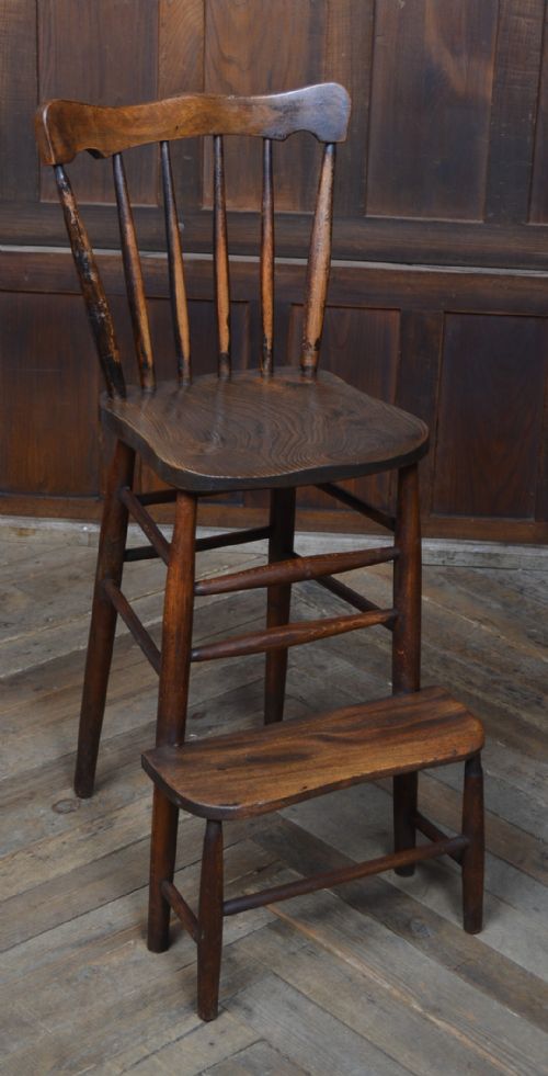 EDWARDIAN ELM BEECH WOOD HIGH CHAIR - ADDITIONAL PHOTO 1