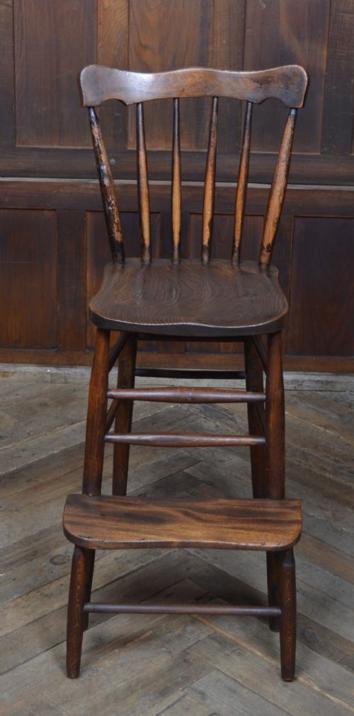 EDWARDIAN ELM BEECH WOOD HIGH CHAIR - ADDITIONAL PHOTO 2