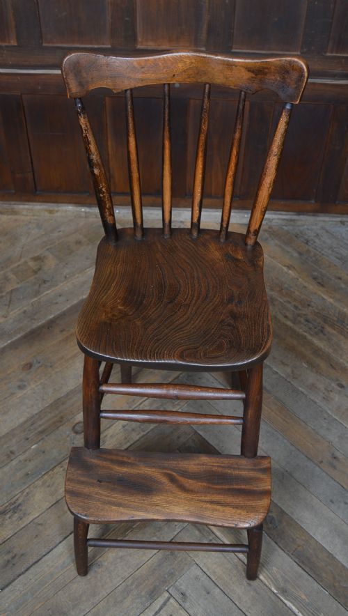 EDWARDIAN ELM BEECH WOOD HIGH CHAIR - ADDITIONAL PHOTO 4