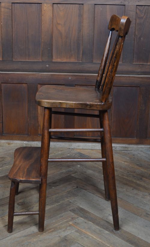 EDWARDIAN ELM BEECH WOOD HIGH CHAIR - ADDITIONAL PHOTO 5
