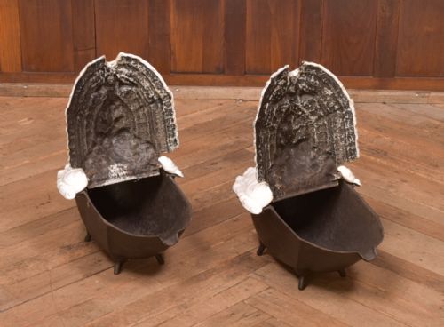 PAIR OF VICTORIAN FRENCH CAST IRON SCUTTLES - ADDITIONAL PHOTO 2