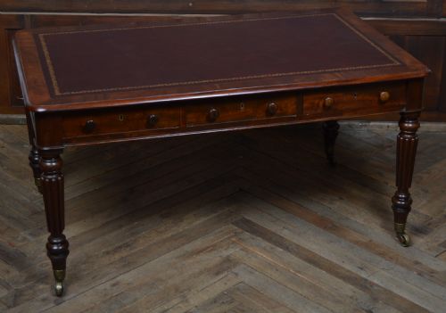 VICTORIAN MAHOGANY LIBRARY PARTNER'S DESK - ADDITIONAL PHOTO 4