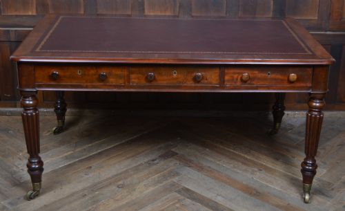 VICTORIAN MAHOGANY LIBRARY PARTNER'S DESK - ADDITIONAL PHOTO 6