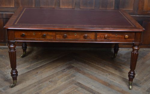 VICTORIAN MAHOGANY LIBRARY PARTNER'S DESK - ADDITIONAL PHOTO 7