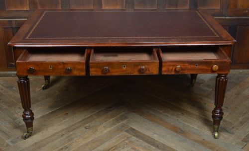 VICTORIAN MAHOGANY LIBRARY PARTNER'S DESK - ADDITIONAL PHOTO 9