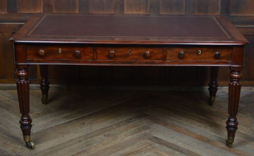 VICTORIAN MAHOGANY LIBRARY PARTNER'S DESK - ADDITIONAL PHOTO 15