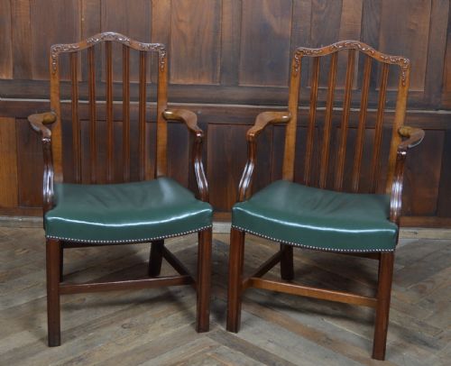 pair of edwardian mahogany library chairs - CATEGORY: ANTIQUE CHAIRS - DATED EDWARDIAN