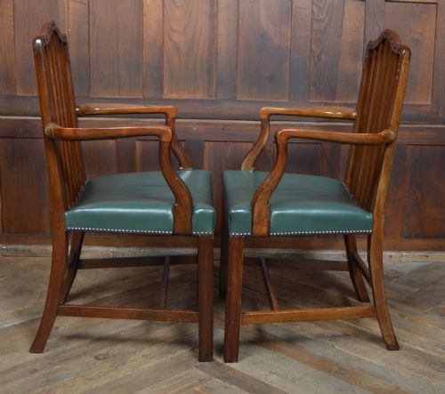 PAIR OF EDWARDIAN MAHOGANY LIBRARY CHAIRS - ADDITIONAL PHOTO 9