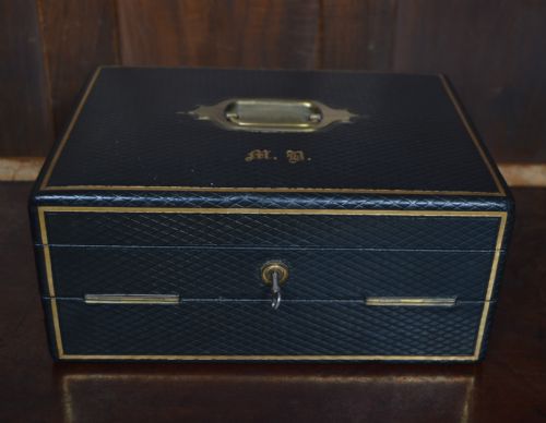 SCOTTISH VICTORIAN LEATHER WRITING STATIONERY BOX - ADDITIONAL PHOTO 3