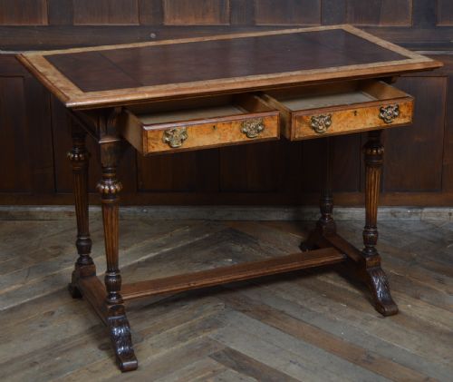 VICTORIAN WALNUT WRITING DESK LIBRARY TABLE - ADDITIONAL PHOTO 2