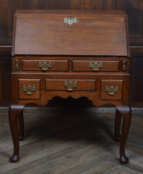 EDWARDIAN OAK BUREAU ON STAND - ADDITIONAL PHOTO 1