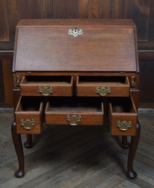 EDWARDIAN OAK BUREAU ON STAND - ADDITIONAL PHOTO 6