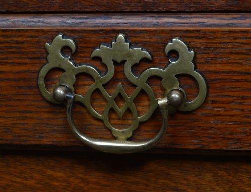 EDWARDIAN OAK BUREAU ON STAND - ADDITIONAL PHOTO 9