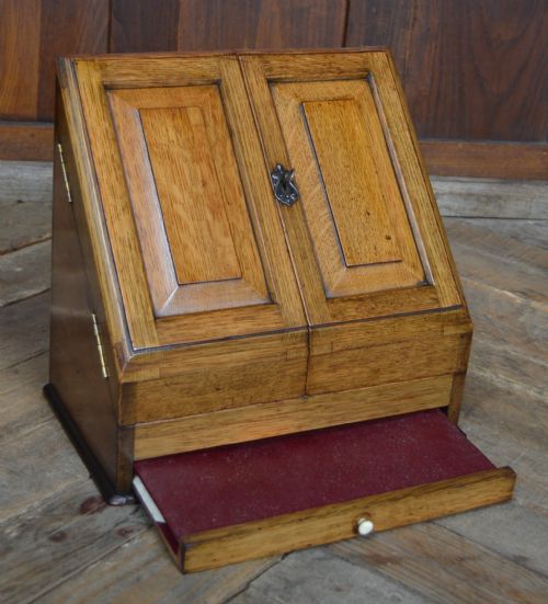 EDWARDIAN OAK WRITING BOX CABINET - ADDITIONAL PHOTO 2