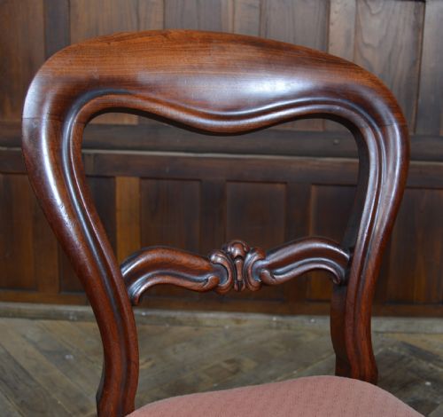 PAIR OF VICTORIAN MAHOGANY BALLOON BACK CHAIRS - ADDITIONAL PHOTO 4
