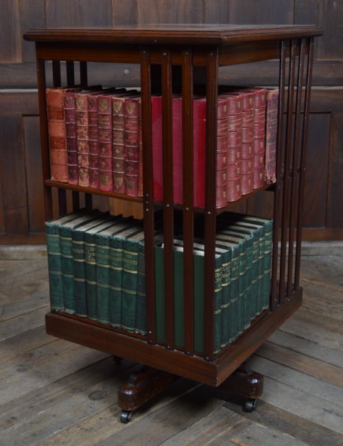 EDWARDIAN MAHOGANY REVOLVING BOOKCASE - ADDITIONAL PHOTO 5