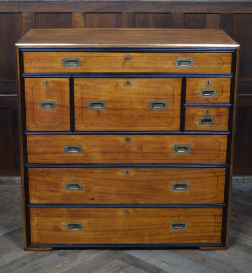 camphor wood campaign secretaire chest - CATEGORY: ANTIQUE BUREAU - DATED 19TH CENTURY