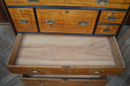 CAMPHOR WOOD CAMPAIGN SECRETAIRE CHEST - ADDITIONAL PHOTO 8