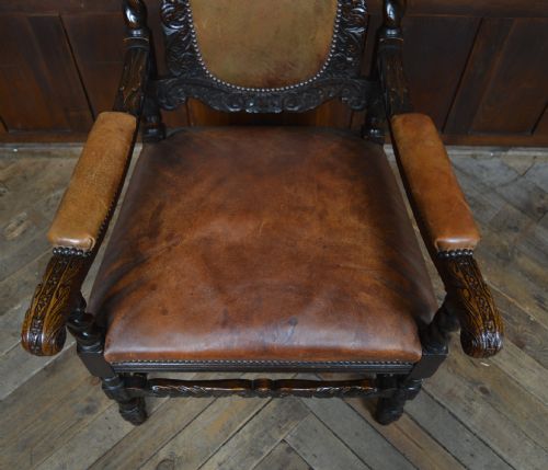 VICTORIAN OAK ARMCHAIR - ADDITIONAL PHOTO 4