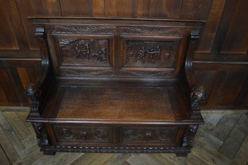 VICTORIAN OAK MONK BENCH - ADDITIONAL PHOTO 2