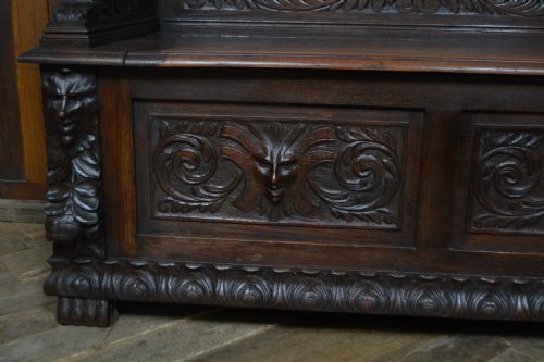 VICTORIAN OAK MONK BENCH - ADDITIONAL PHOTO 3