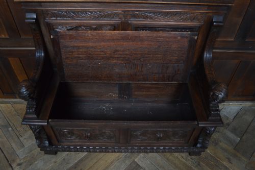 VICTORIAN OAK MONK BENCH - ADDITIONAL PHOTO 7